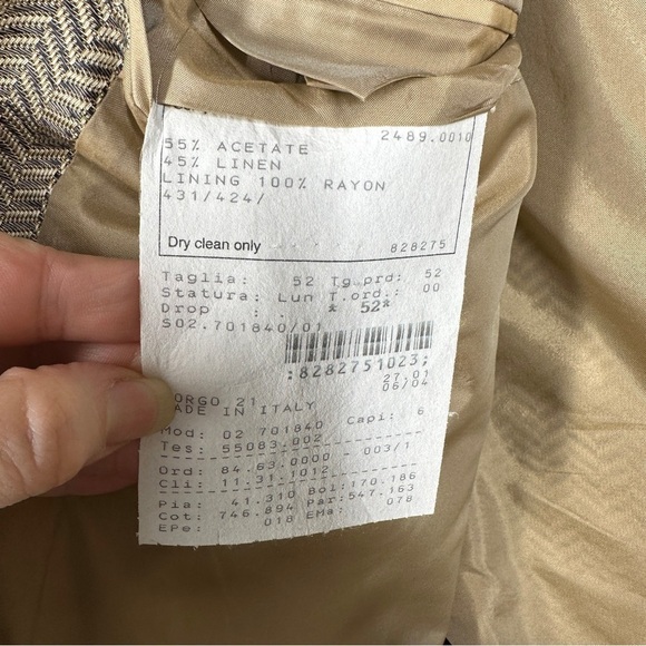 Giorgio Armani Borgo 21 Linen Blend Sport Coat Blazer in Tan Size 52R - Picture 7 of 9